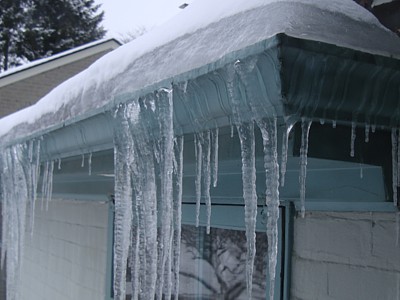 gutters covered in icicles